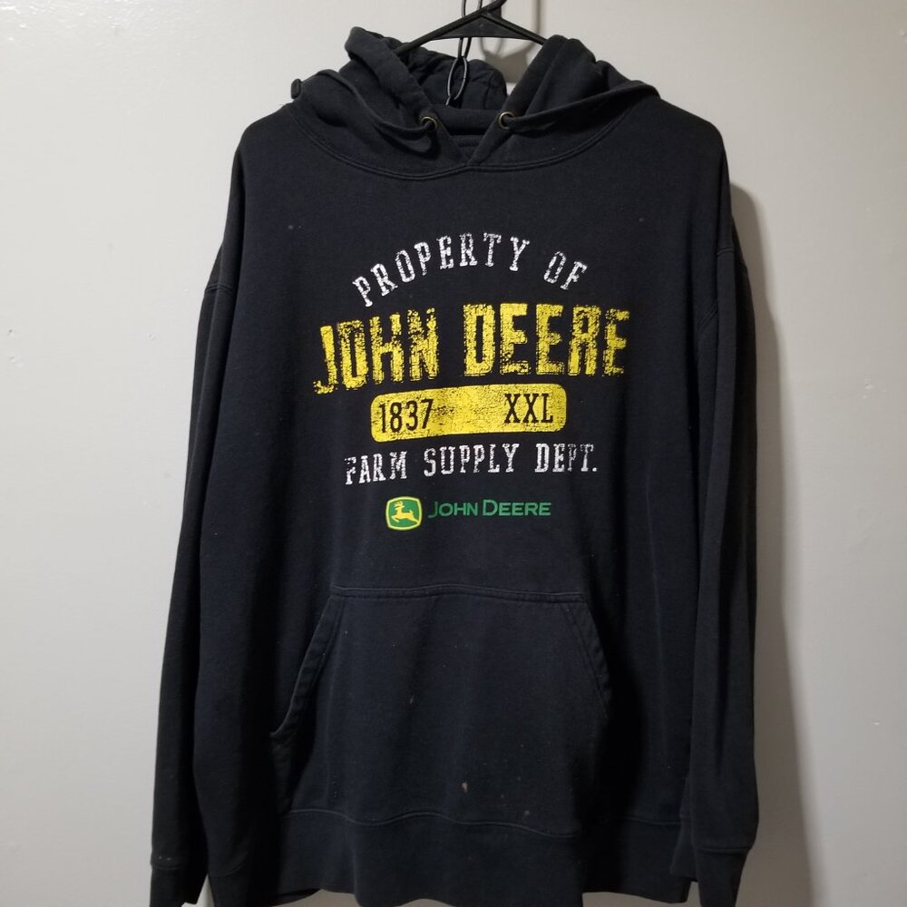 John Deere Black Pullover Hoodie Men's XL